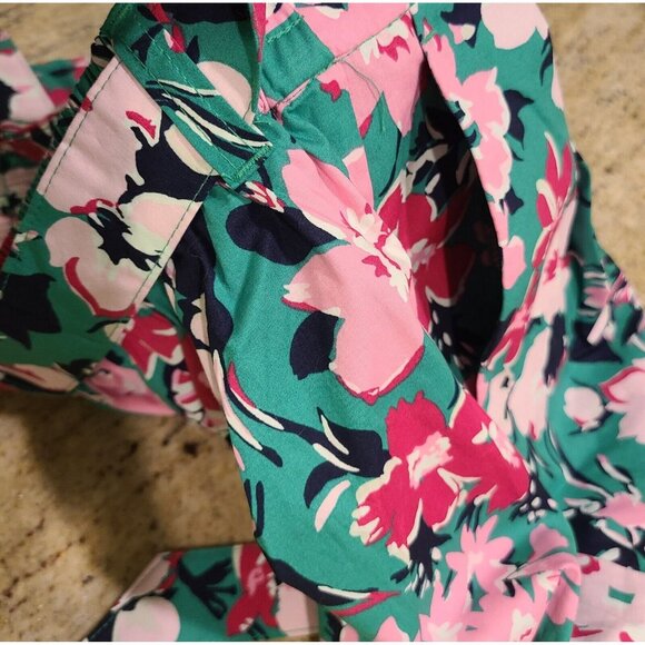 J Crew Pink Green Floral Print Shorts Womens Size 10 Pleats Belted Hawaii - Picture 9 of 13